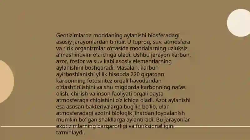 Geotizimlarda modda va energiya almashinuvi 3