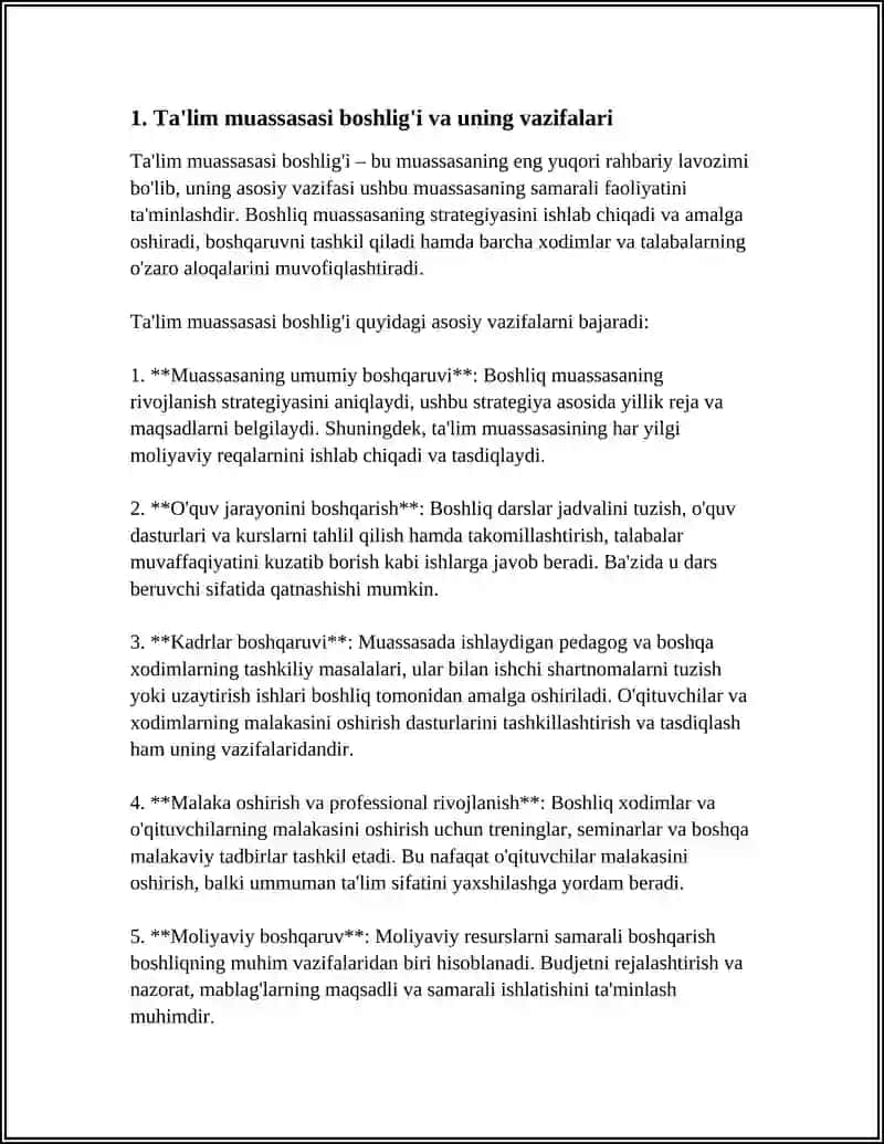 O'zingiz Tanlagan Ta'lim Muassasasi Uchun Boshqaruv Tuzilmasi Sxemasini Ishlab Chiqish 3