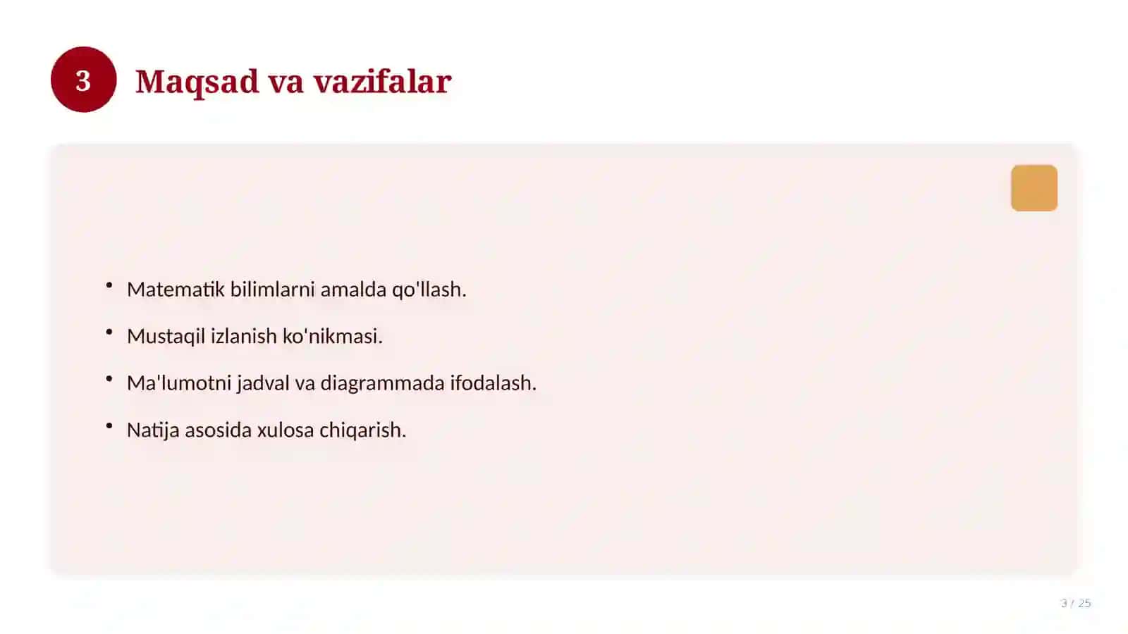 Matematika fanidan 9-sinf loyiha ishi 3