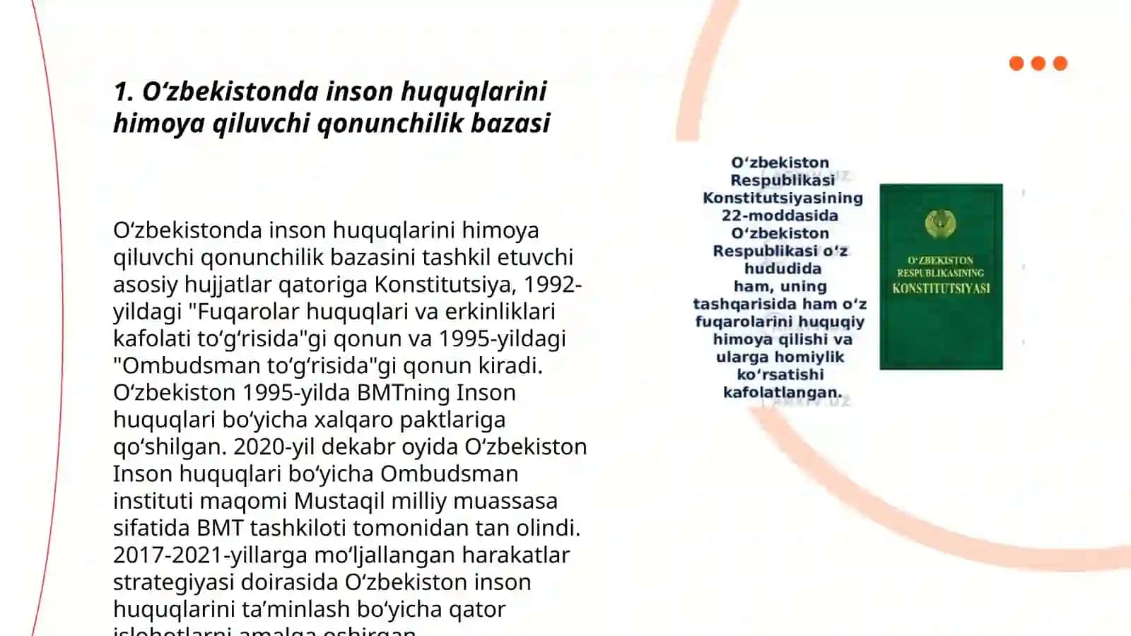 Oʻzbekistonda inson huquqlari va erkinliklari kafolatining yaratilishi 3