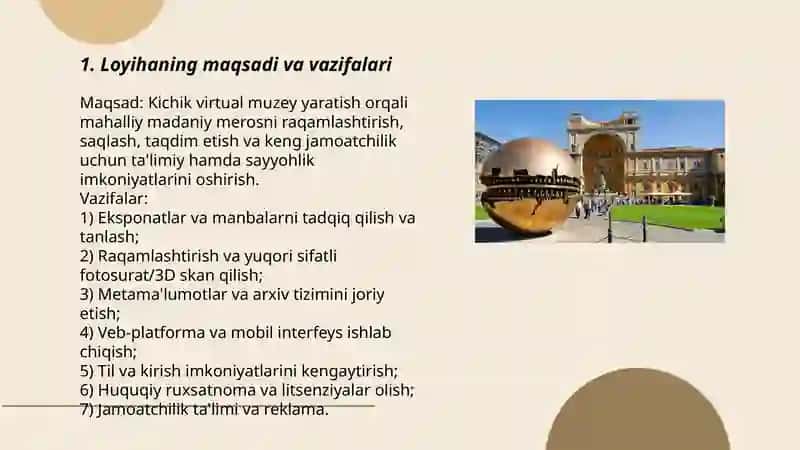 Kichik vertual muzey loyihasini shakllantirish 3