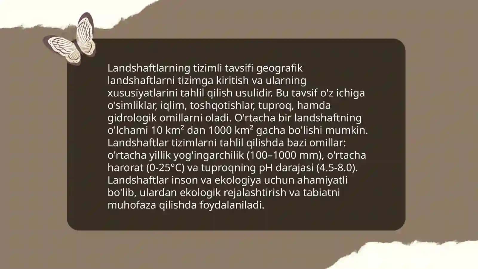 Landshaftlarning tizim sifatidagi xususiyatlarni o'rganish 3