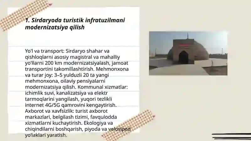 Sirdaryoda turistik salohiyatni oshirish 3