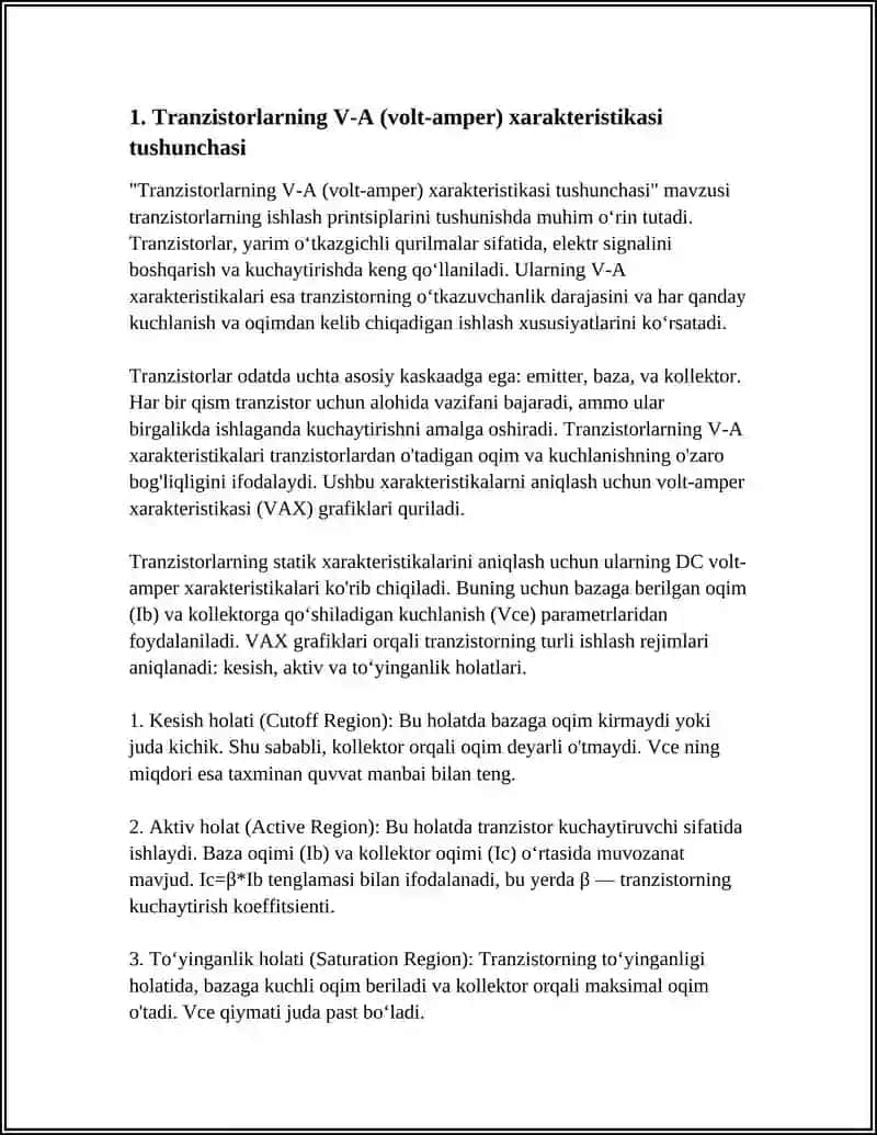 TRANZISTORLARNING VAX SINI MAPLE TIZIMI YORDAMIDA GRAFIGINI QURISH 3