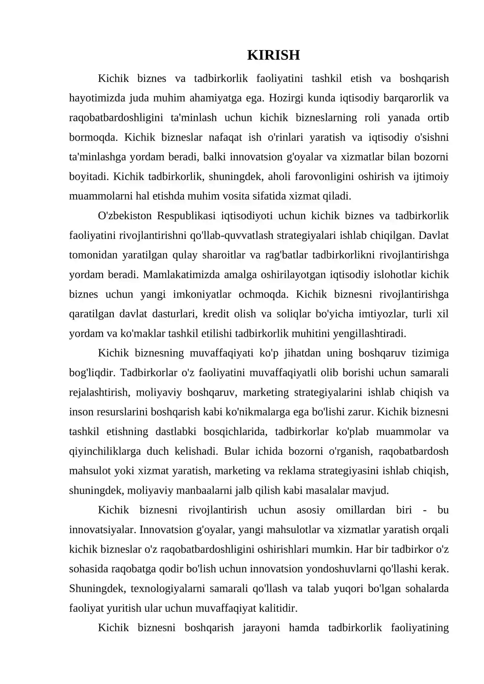 KICHIK BIZNES VA TADBIRKORLIK FAOLIYATINI TASHKIL ETISH VA BOSHQARISH 3