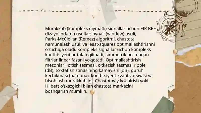 Ixtiyoriy murakkab signal uchun BPF algoritimlari 3