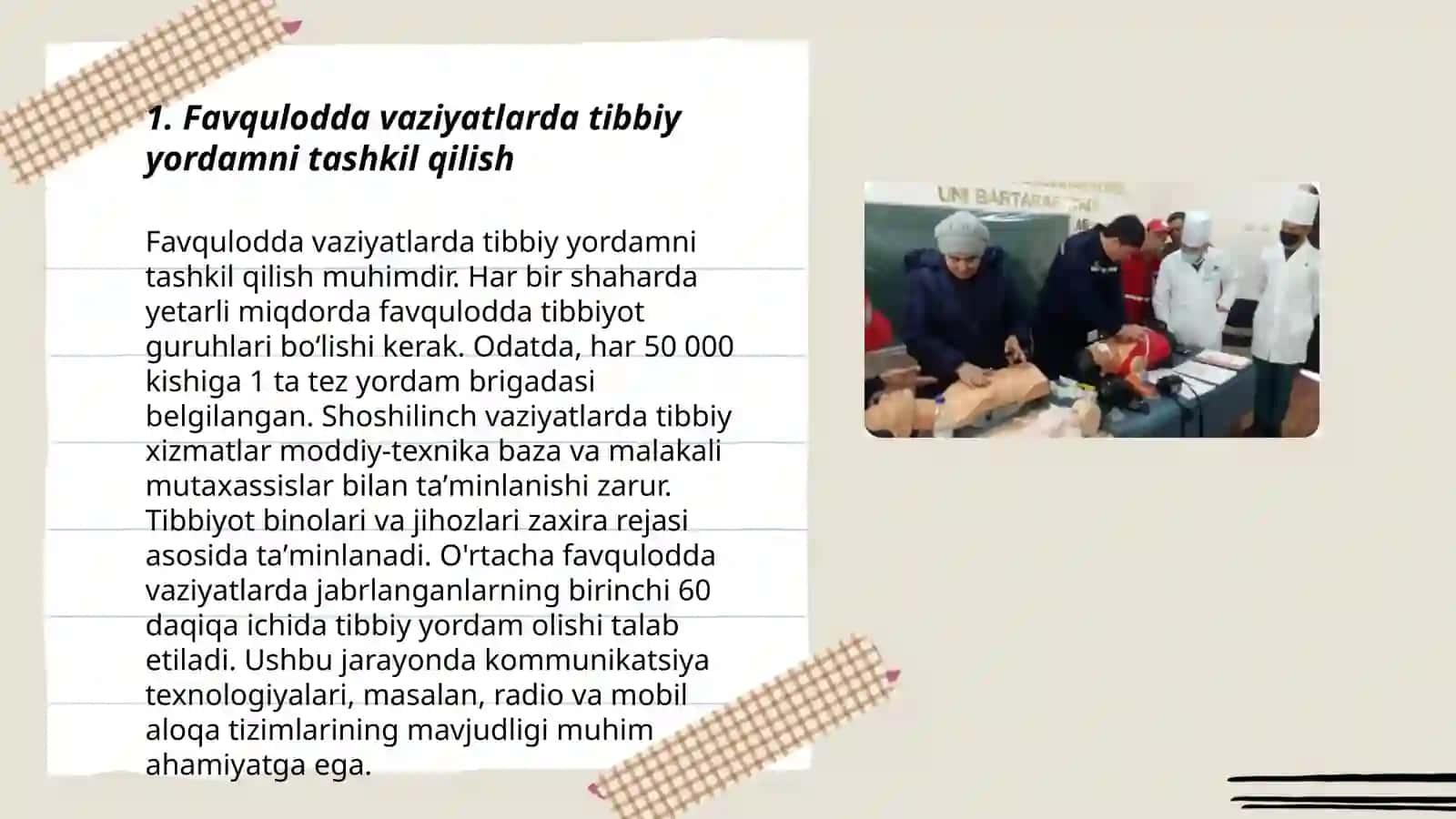 Shikastlangan oʻchoqlarda tibbiy yordamni tashkil qilish 3