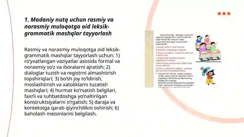 Madaniy nutqning grammatik va uslubiy meʼyorlari boʻyicha mashq va topshiriqlar tayyorlash 3