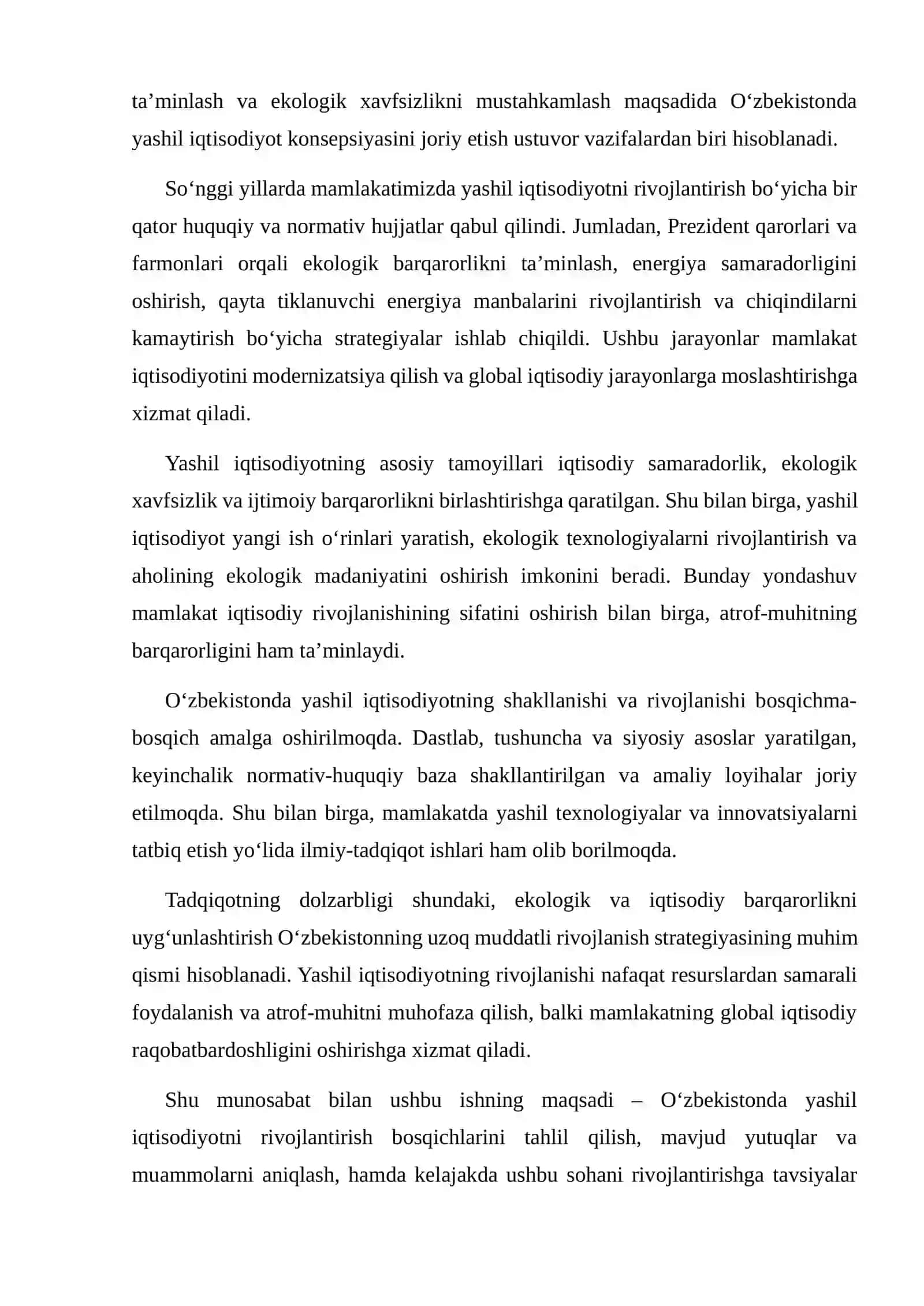 OʻZBEKISTONDA YASHIL IQTISODIYOTNI SHAKLLANTIRISH VA RIVOJLANTIRISH 3