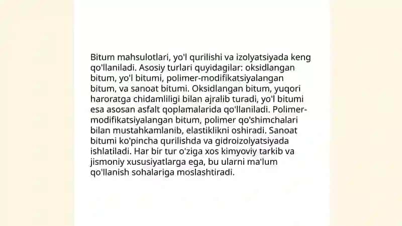 Bitum mahsulotlari ishlab chiqarish 3