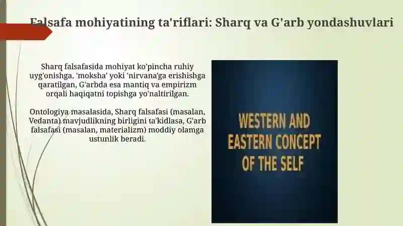 Falsafaning mohiyatiga oid Sharq va G’arb mutafakkirlari ta’riflarini tasniflash 3