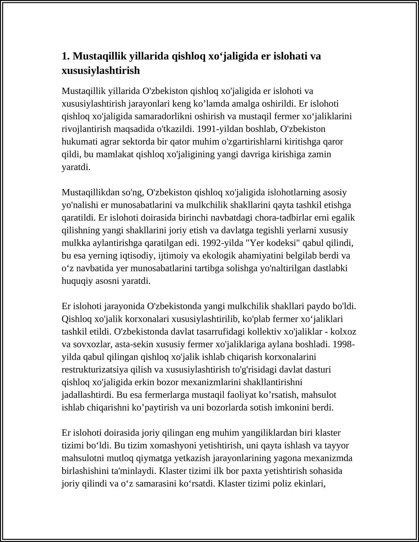 MUSTAQILLIK YILLARIDA QISHLOQ XOʻJALIGI VA SANOAT SOHASIDAGI OʻZGARISHLAR 3
