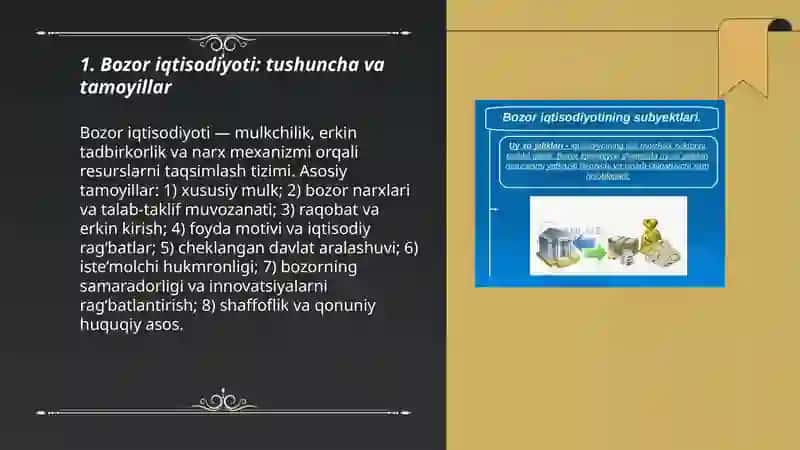 Bozor munosabatlari va unga oʻtish yoʻllari mavzusida taqdimot 3
