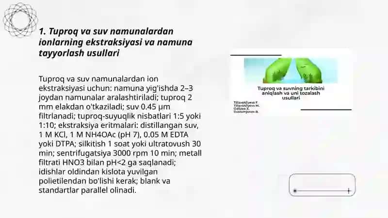 Tuproq va suvdagi ion bog'lanishning moddalarni aniqlash 3