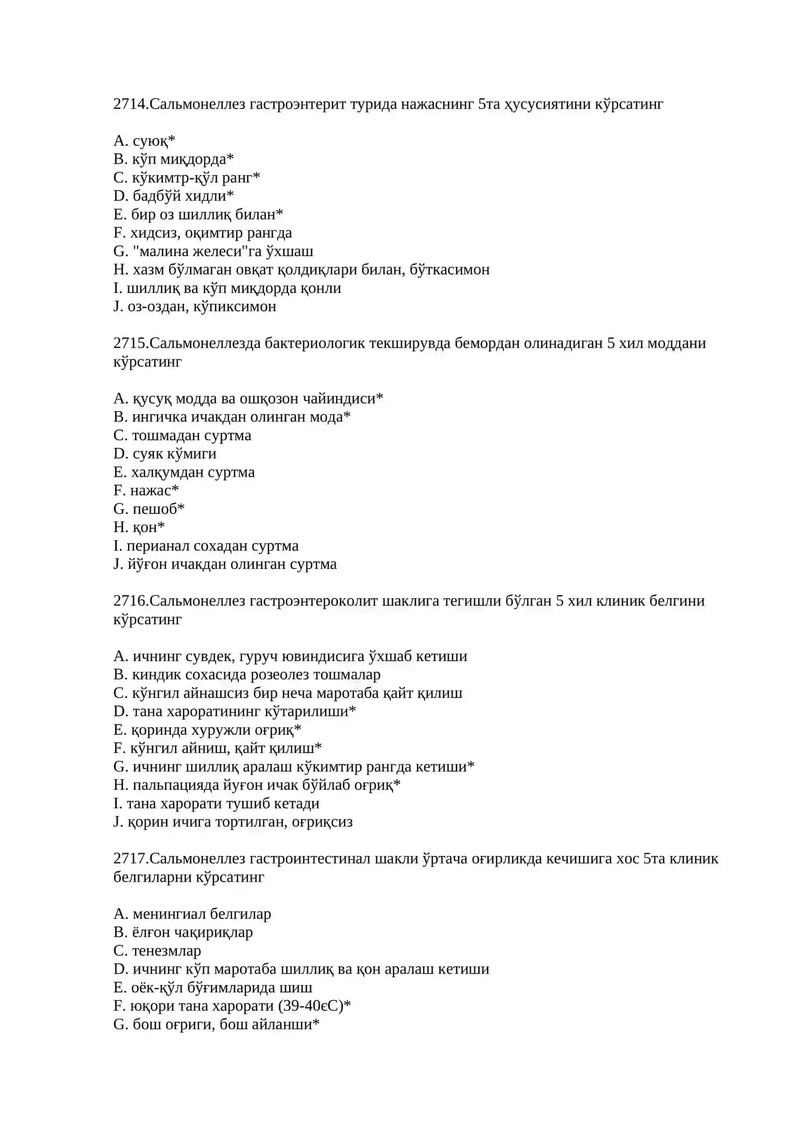 5 kurs Tibbiyot talabalari uchun test 100ta 3