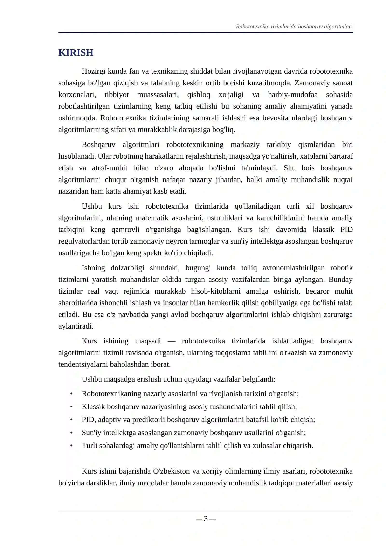 ROBOTOTEXNIKA TIZIMLARIDA BOSHQARUV ALGORITMLARI 3