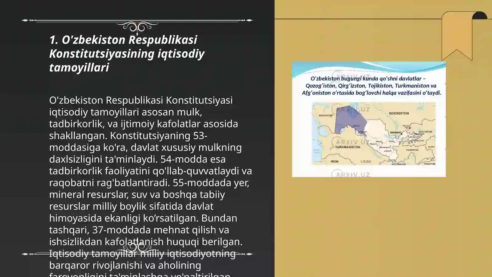 Ózbekiston Respublikasi Konstutsiya sistemasining iqtisodiy asoslari 3