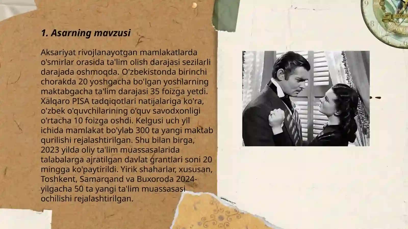 Margaretta Mishelning Shamollarda qolgan hislarim asari va unga ishlangan kino òrtasidagi tavofut 3