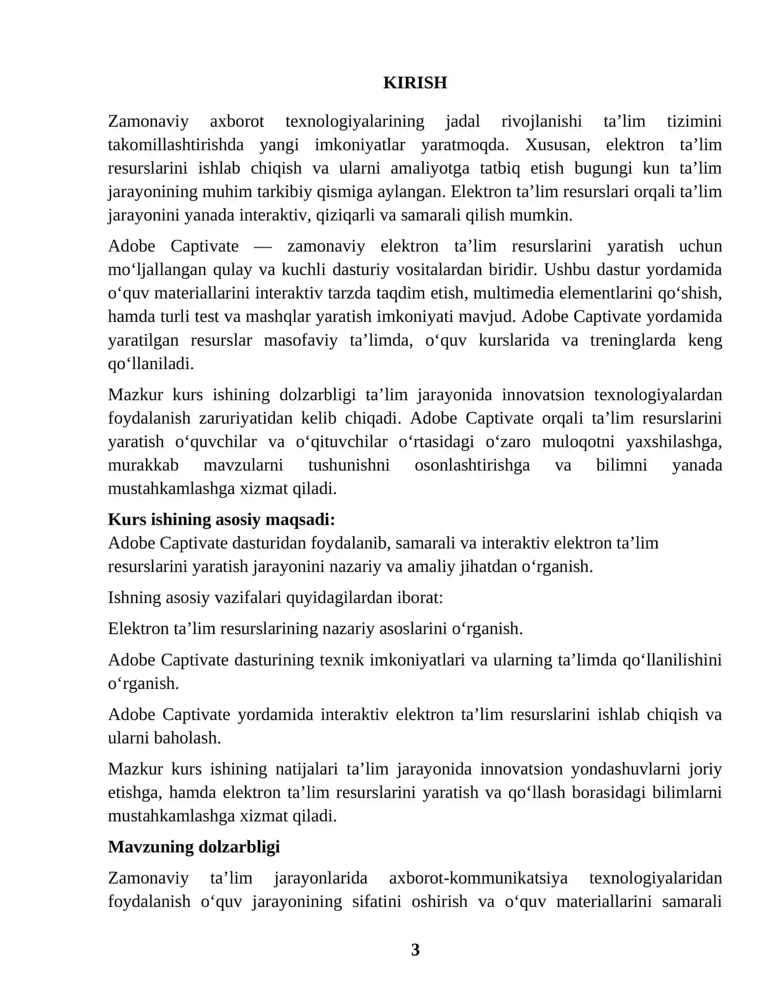 ELEKTRON TA'LIM RESURSLARINI YARATISH TEXNOLOGIYALARI 3