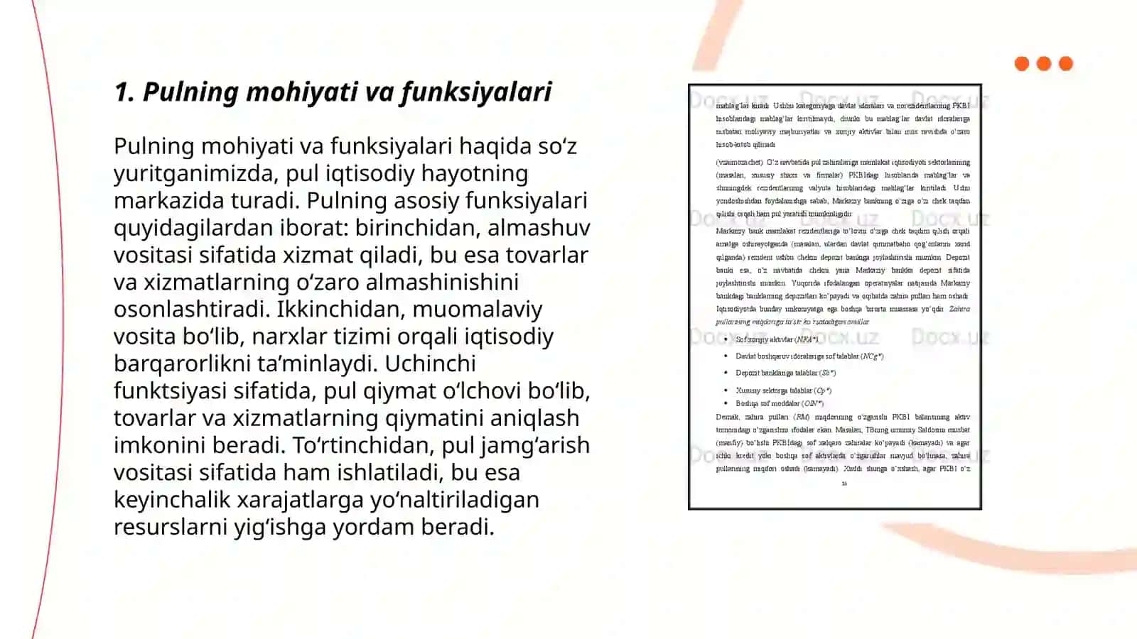 Pul, inflyatsiya. Davlatning pul-kredit siyosati. Bank tizimi 3