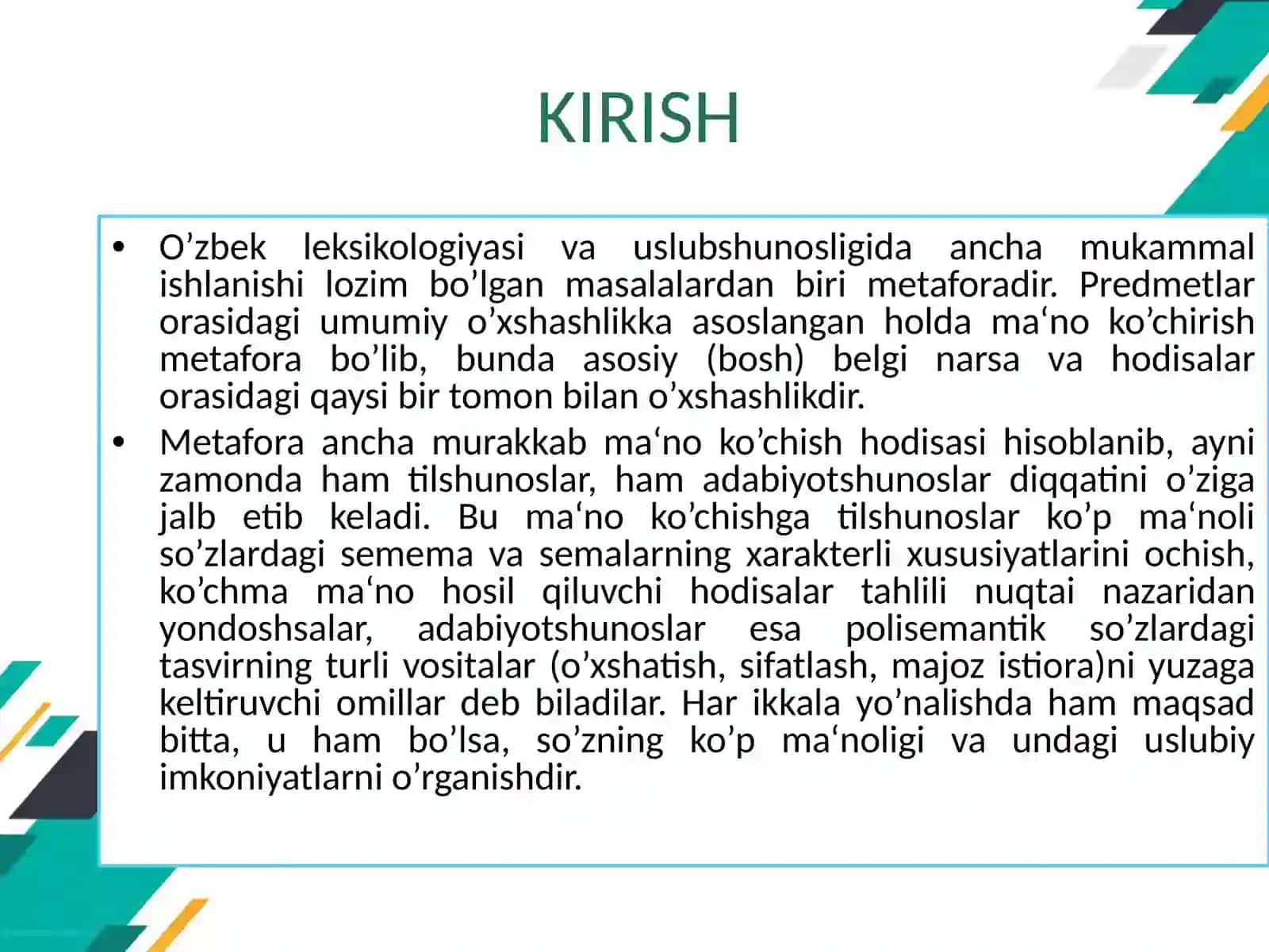O‘ZBEK TILSHUNOSLIGIDA METAFORA HODISASI TALQINI 3