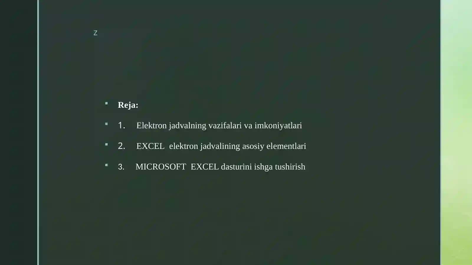 Elektron jadval protsessorlari va ularning imkoniyatlari funksiyalar formulalar ma’lumotlarni saralash va filtrlash 3