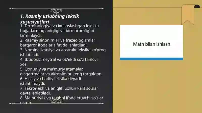 Rasmiy uslubga oid matnlar bilan ishlash 3