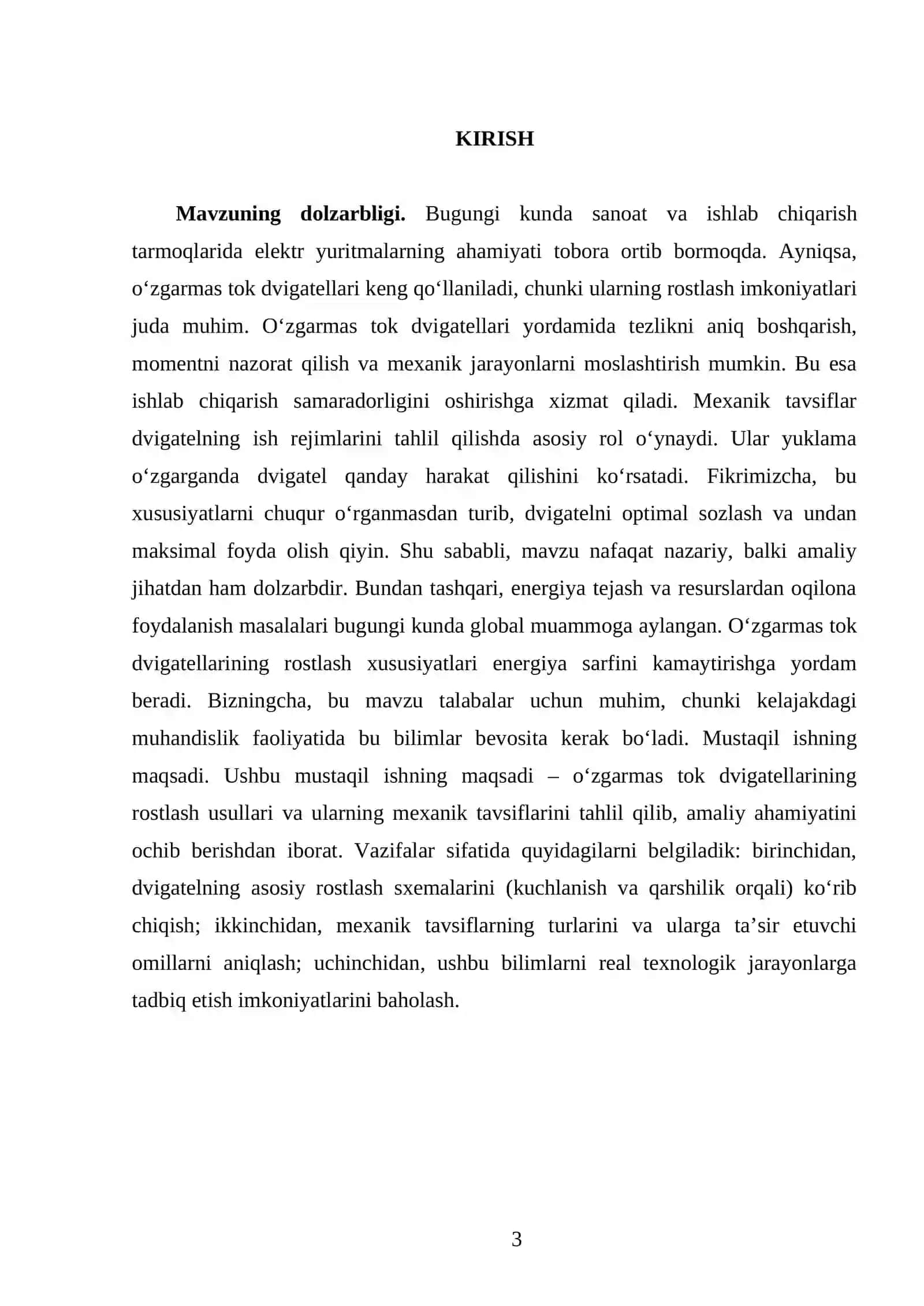 O‘zgarmas tok dvigatellarini rostlash xususiyatlari va mexanik tavsiflari 3