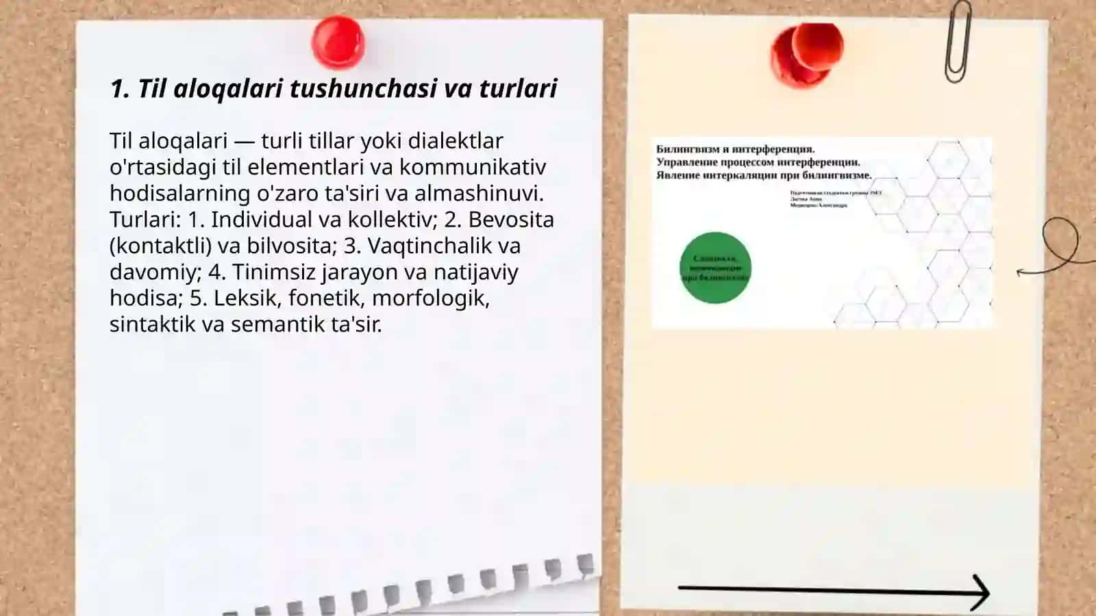 Til aloqalari. Billingvizm va interferensiya 3