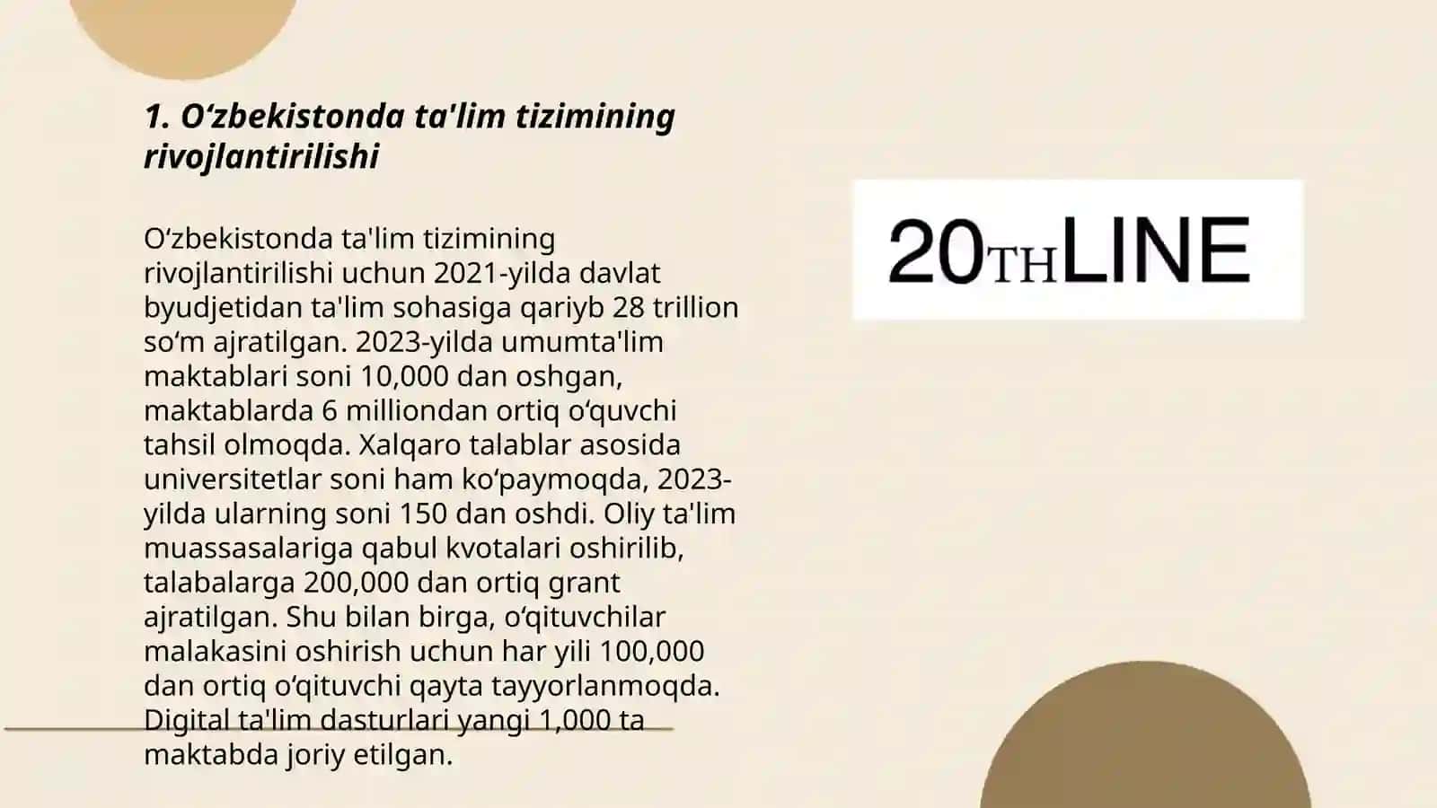 O‘zbekistonda ta'lim tizimining rivojlantirilishi 3