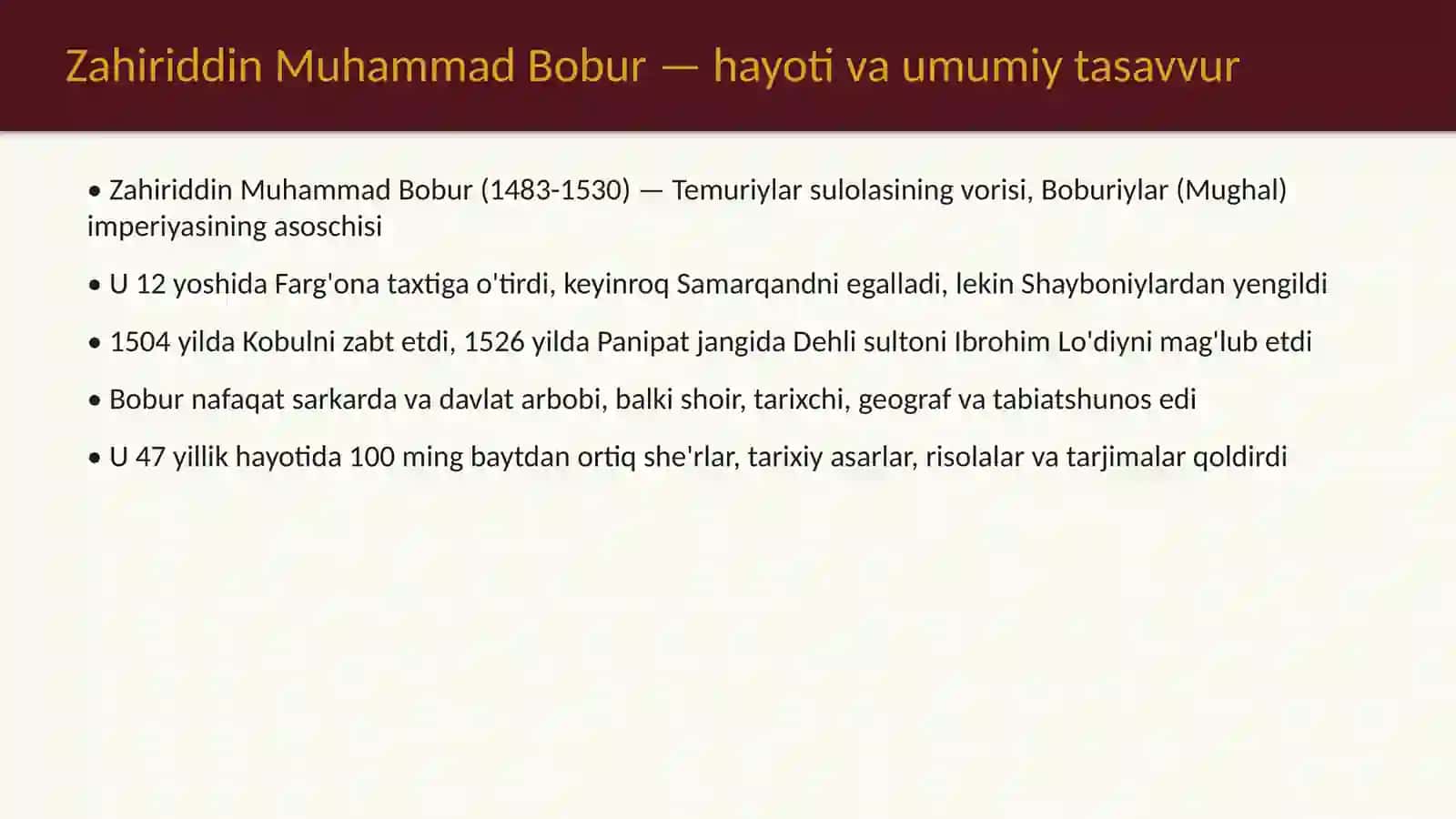 Zahiriddin Muhammad Boburning 'Boburnoma' asari 3