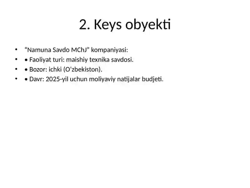 Moliyaviy natijalar budjetini shakllantirish 3