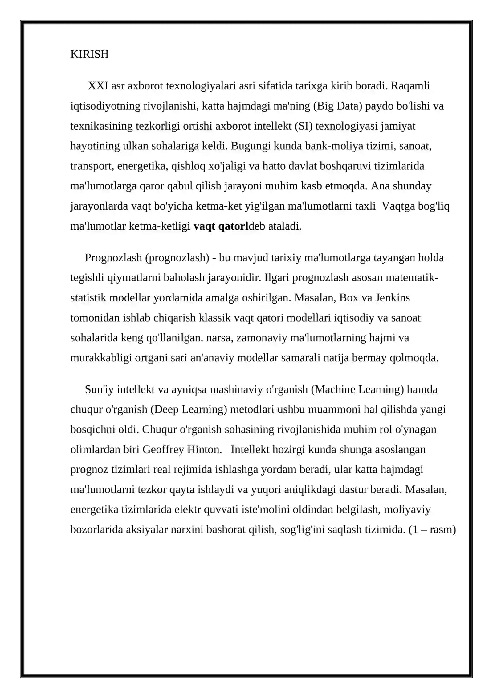 “Sun’iy intellekt asoslari” fanidan  Mavzu: Sun’iy intellekt asosida prognozlash modellari (time series). 3