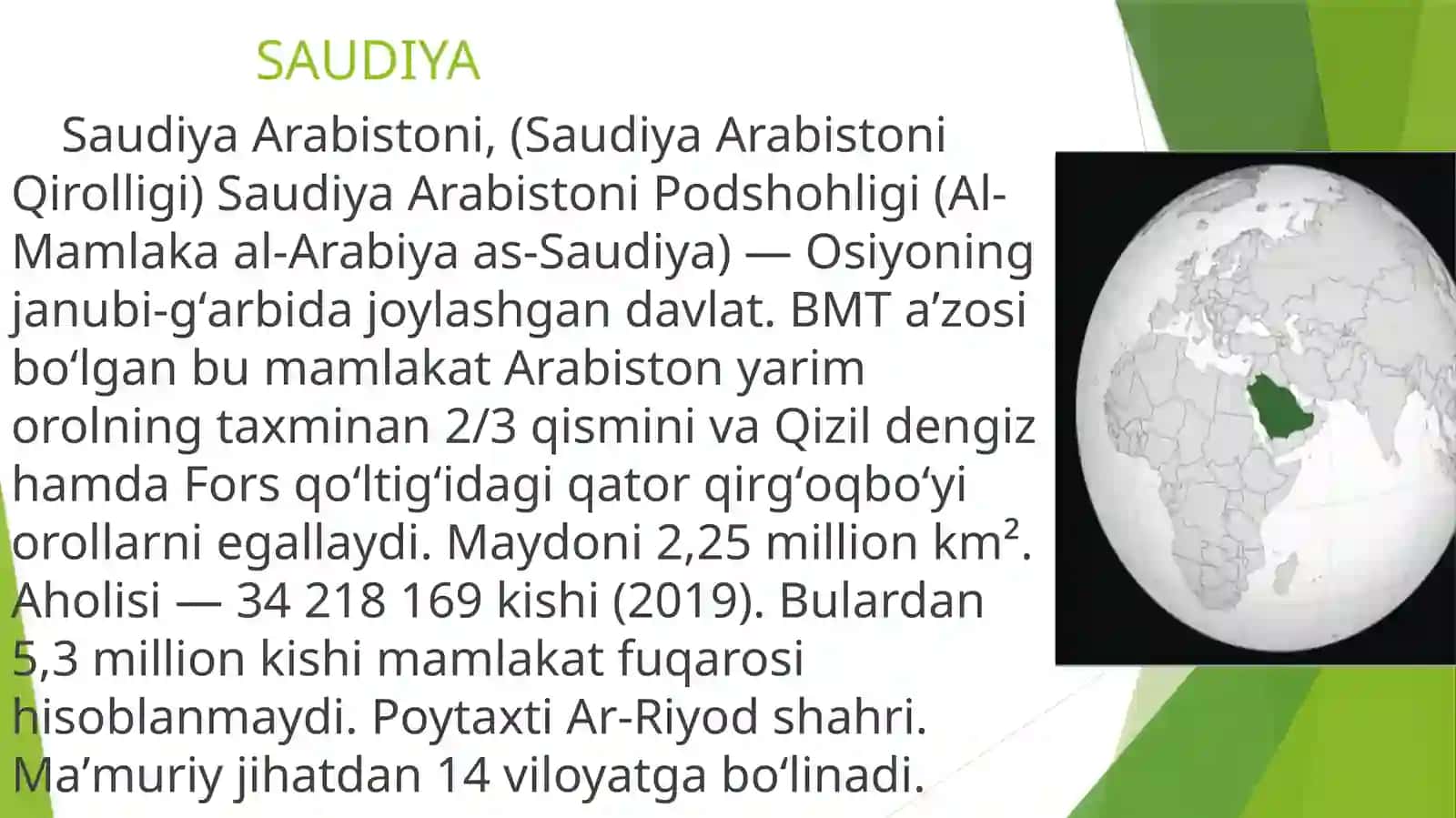 Saudiya Arabistoni haqida ma'lumot 3