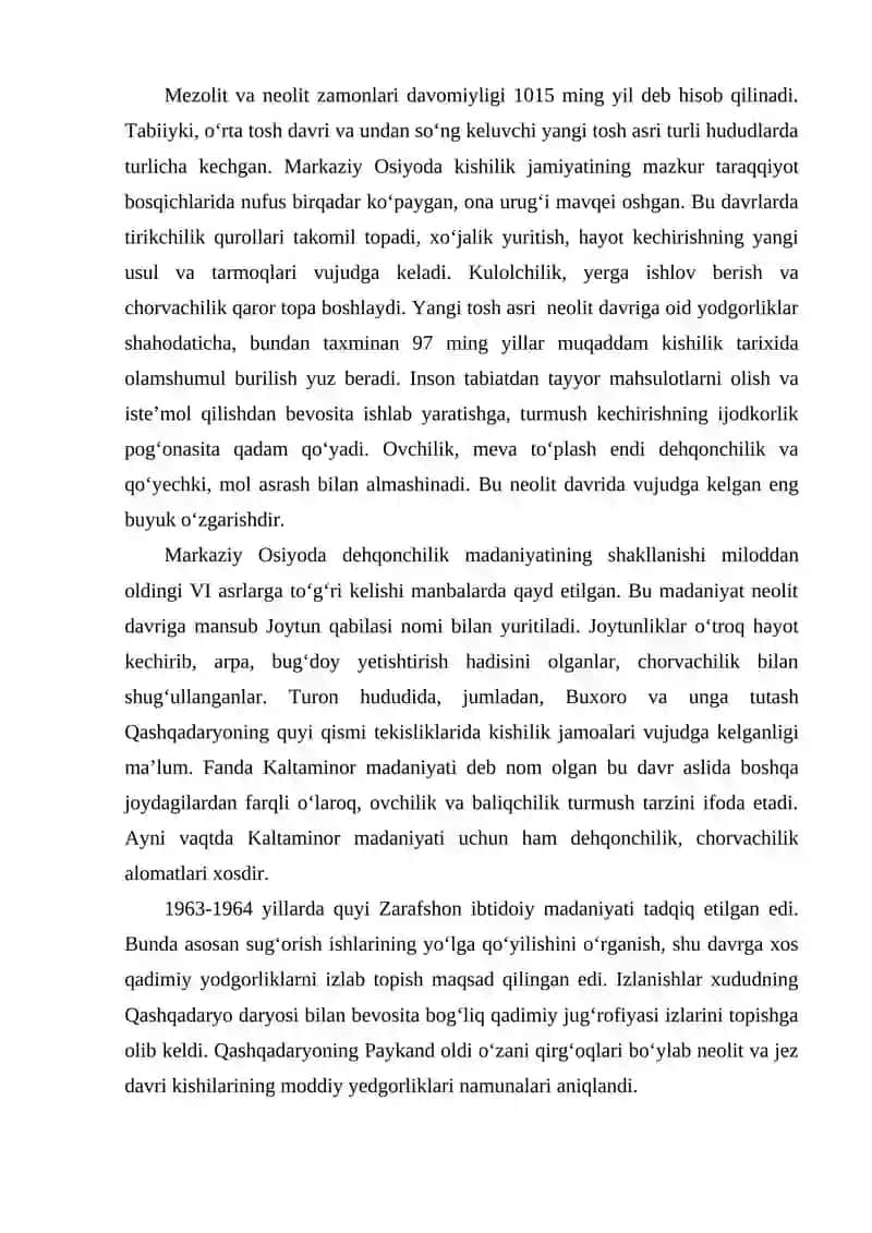 Qashqadaryo vohasi insoniyat sivilizatsiyasining qadimgi o‘choqlaridan biri 3