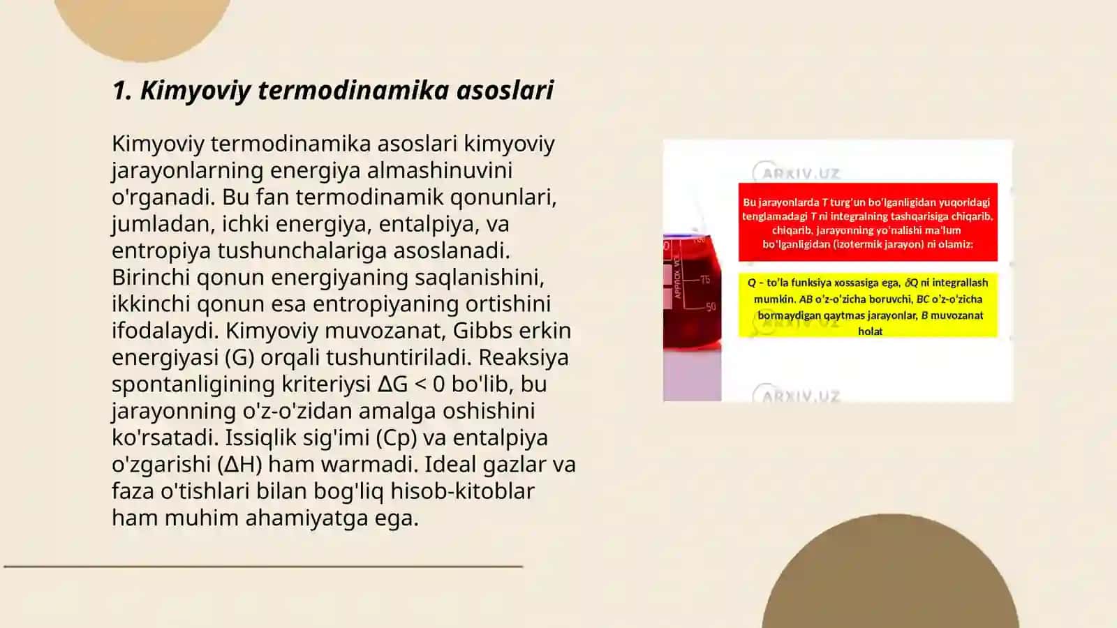 Kimyoviy reaksiyalarning izotermik izobark izoxork tenglamalari 3