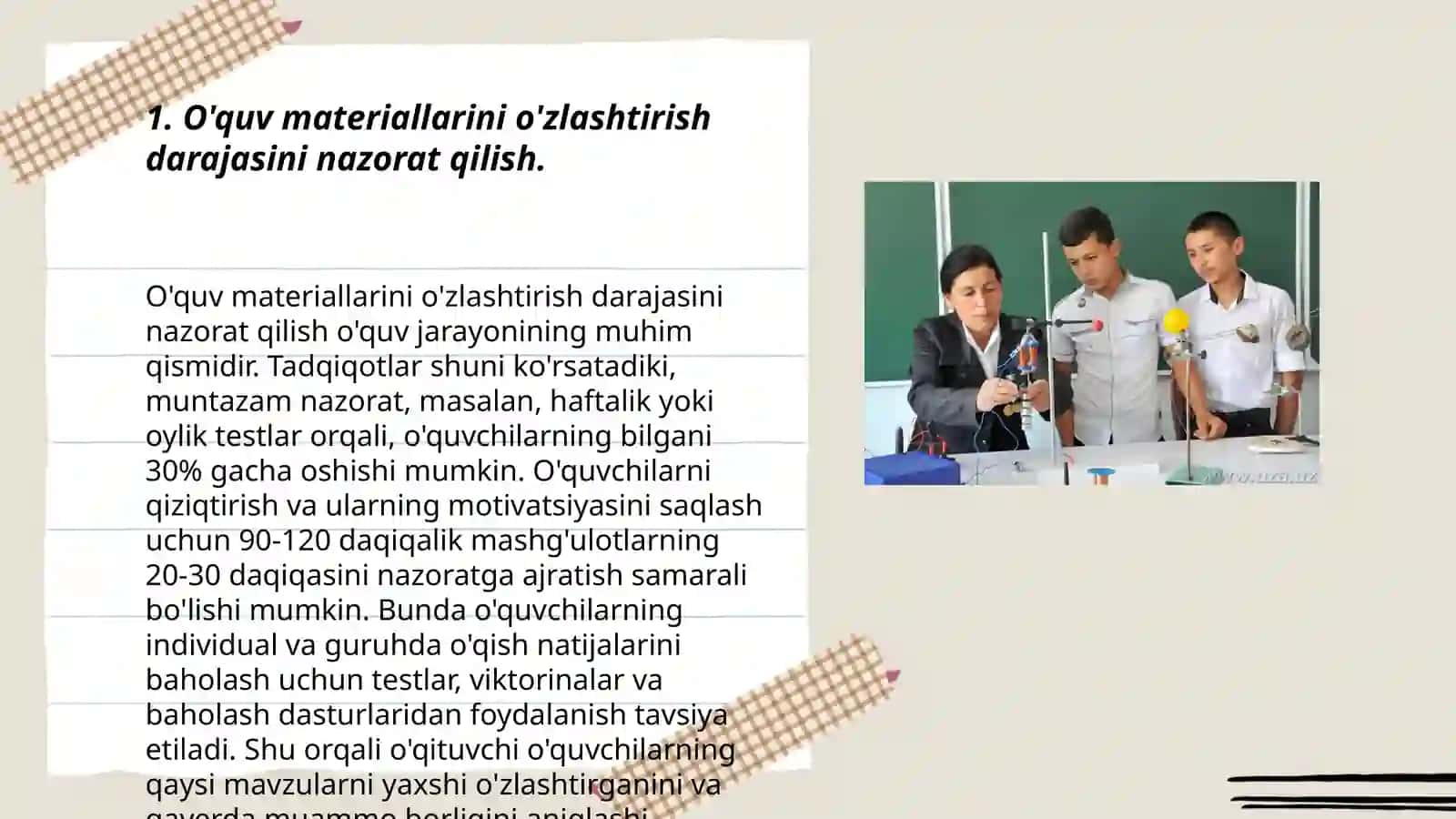 Ona tili o‘qitish metodikasi darslarida tashkil etiladigan nazorat va ijodiy topshiriqlar 3
