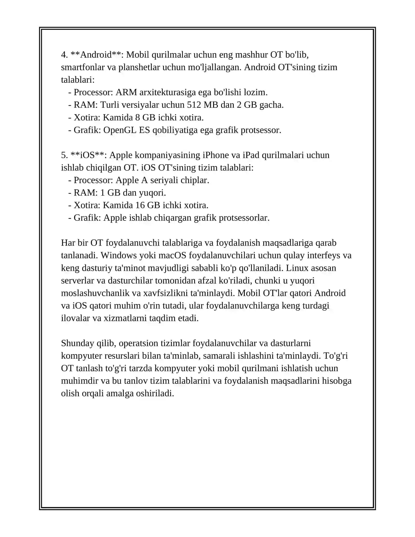 Operatsion tizimlarni O'RNATISH 3