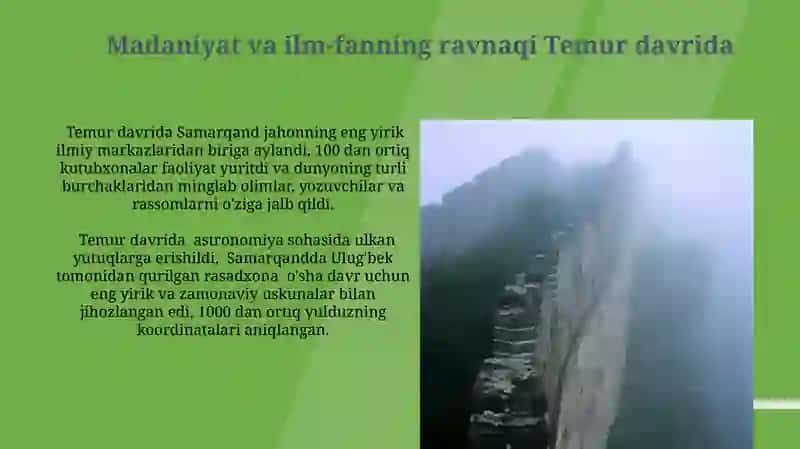 Temur Davri Madaniyat va Ilm-fanning Ravnaqi 3