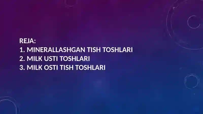 BOLALARDA TISH YUZALARIDA HOSIL BO’LADIGAN TISH TOSHLARI. ULARNING KARIES VA PARADONT KASALLIKLARINI 3