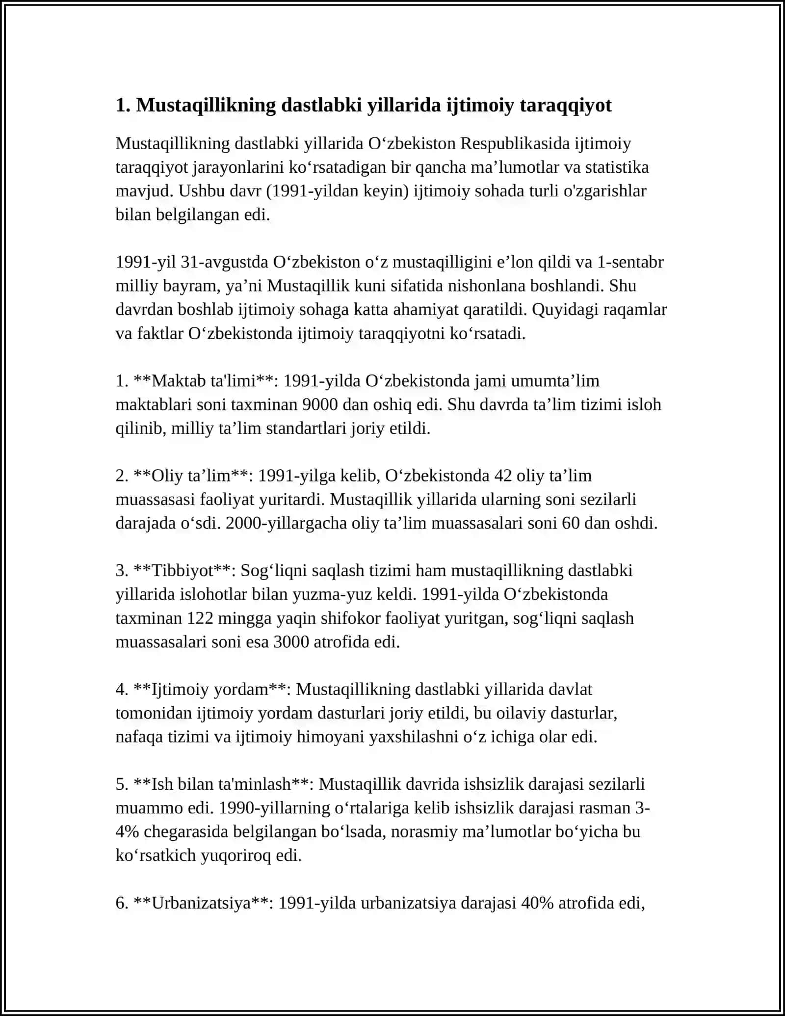 MUSTAQILLIK YILLARIDA O'ZBEKISTONDAGI IJTIMOIY O‘ZGARISHLAR 3