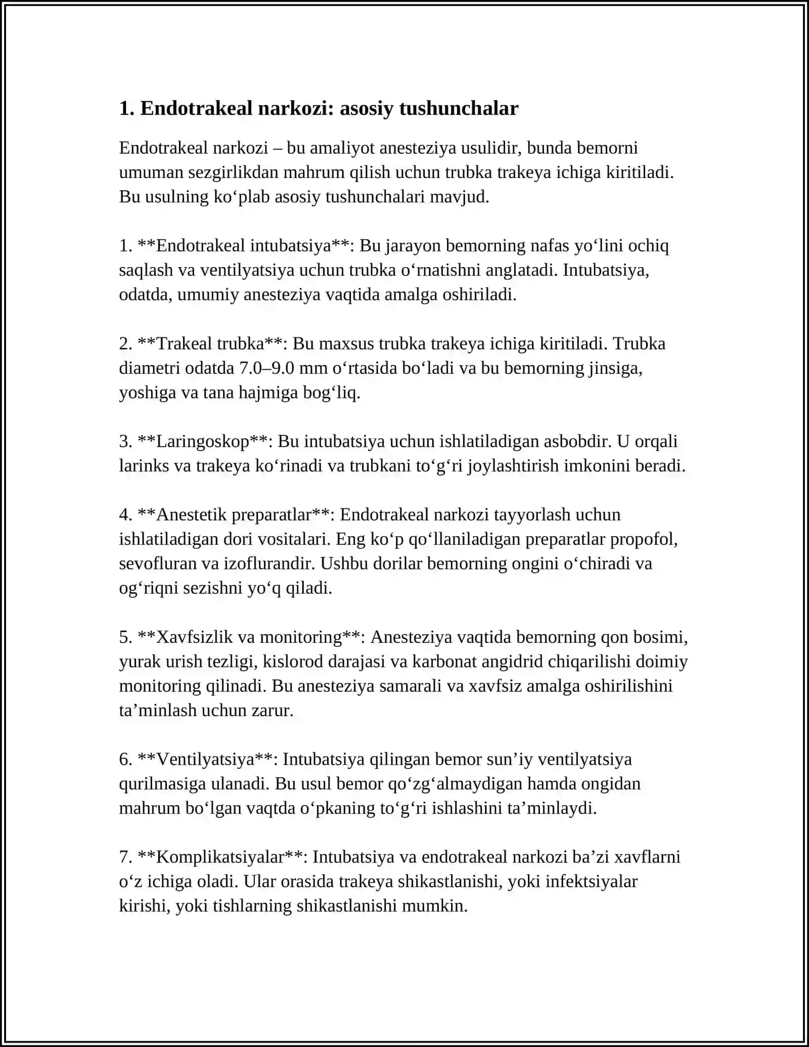ENDOTRAXEAL NARKOZ.POLIKLINIKA SHAROITIDA ENDOTRAXEAL MARKOVA OTKAZISH 3