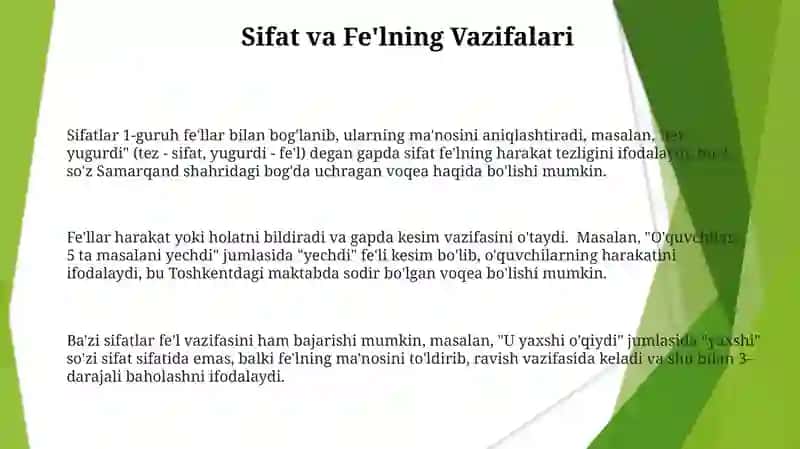 Sifatdosh va harakat nomi 3