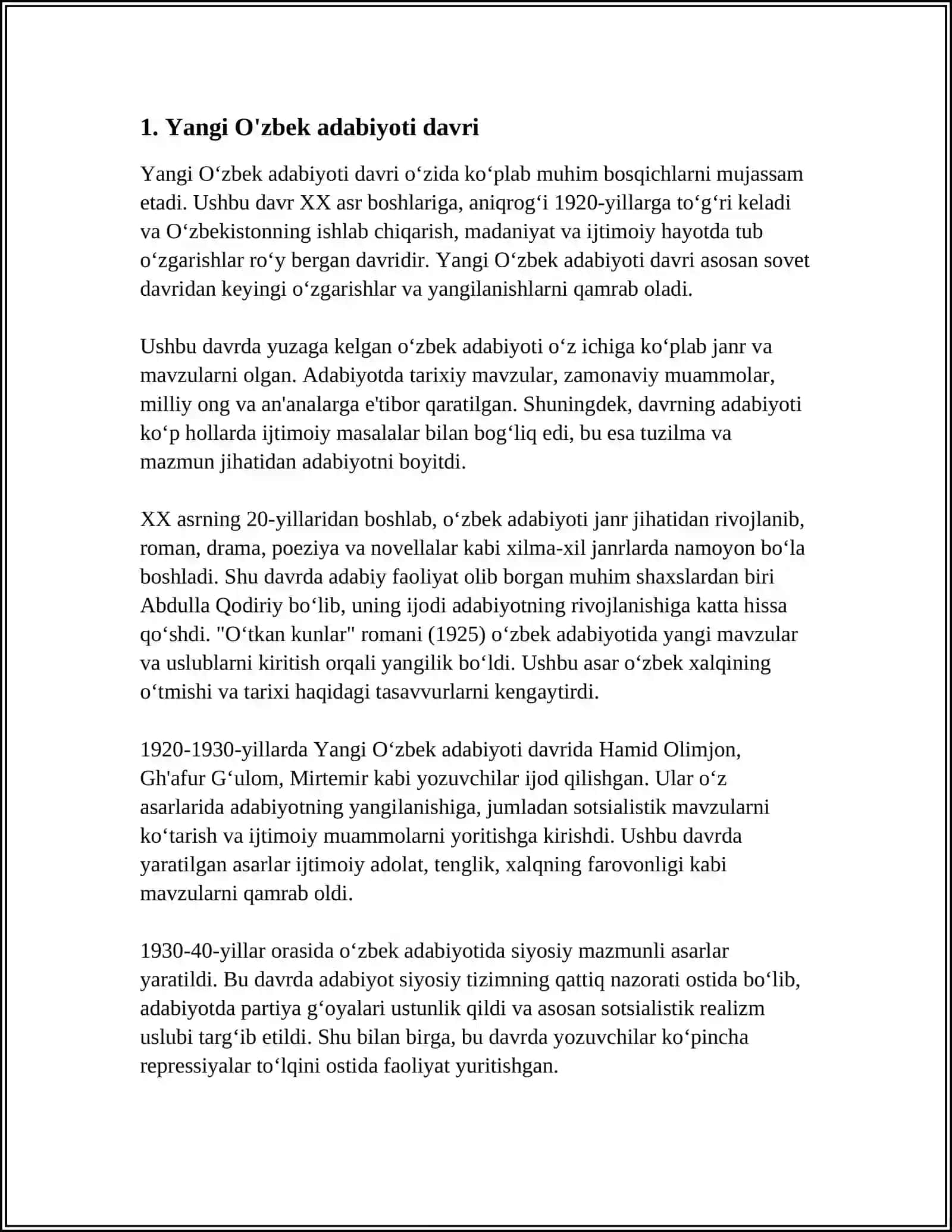 SANJAR SODIQ "YANGI O'ZBEK ADABIYOTI TARIXI" HAQIDA 3