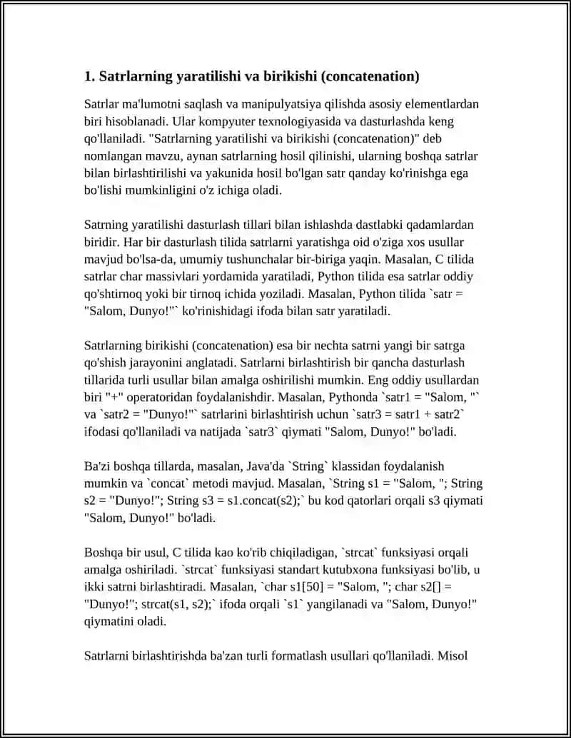 MATNLAR BILAN ISHLASH,SIMVOLLARNI TAQQOSLASH VA SATRLARNI FORMATLASH USULLARI 3