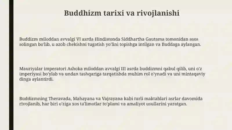Buddhizmning tarixi va asosiy ta'limotlari 3