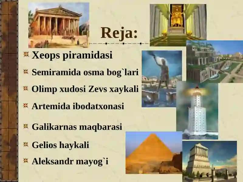 Qadimgi dunyoning yetti mo`jizasi 3