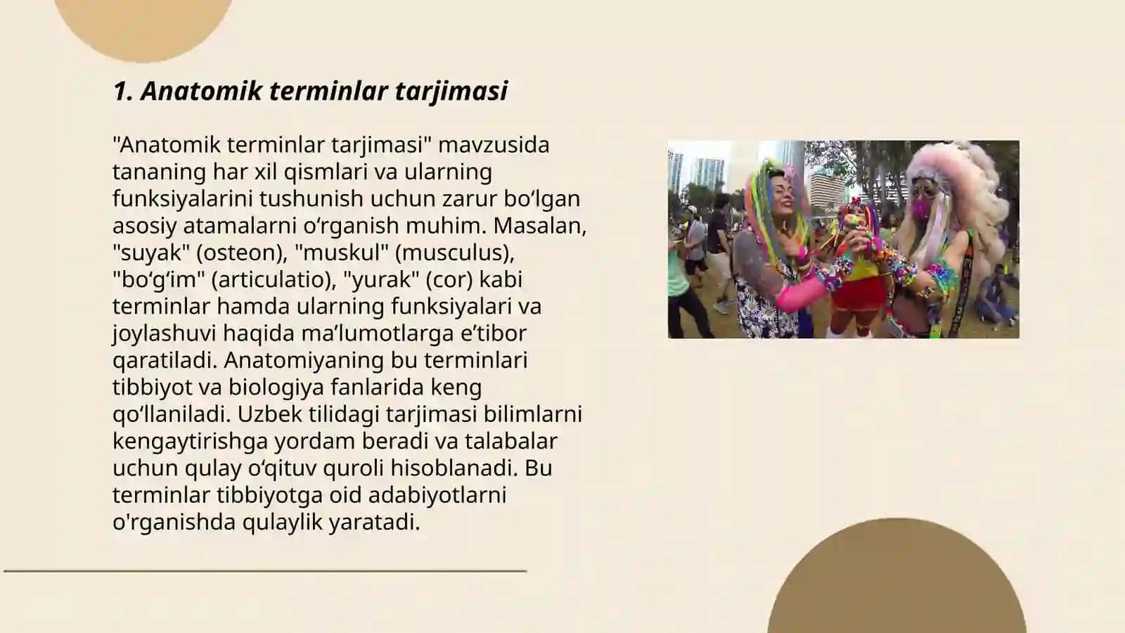 Nom plur va gen plur da murakkab anatomik terminlarni tarjima qilish 3