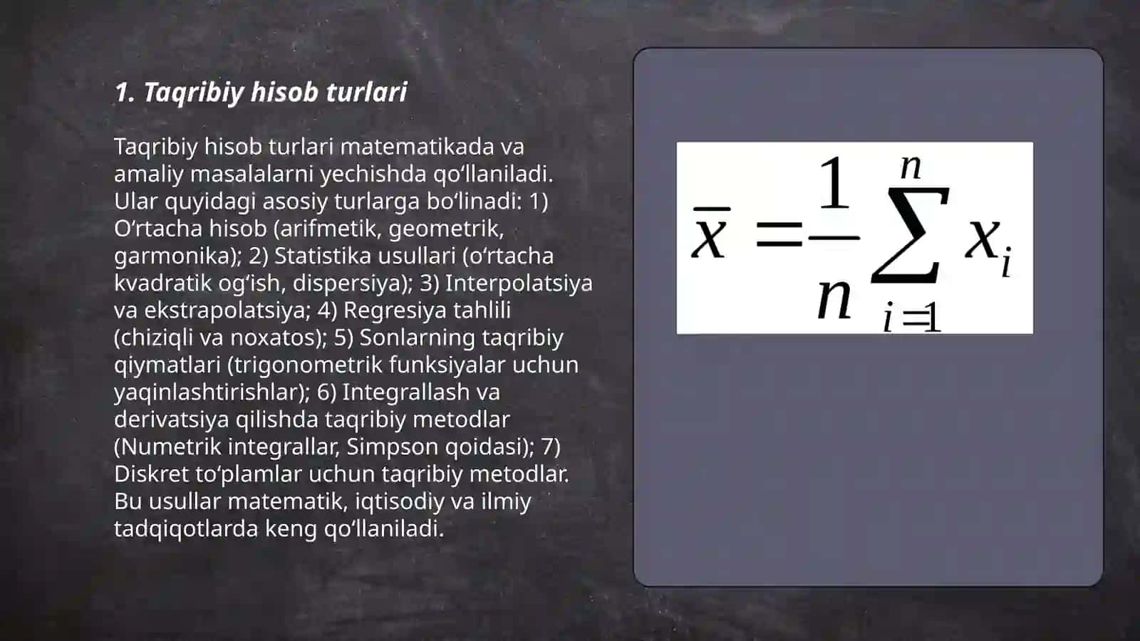 Taqribiy hisob turlari 3