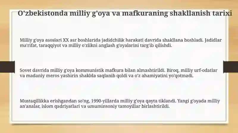 Oʻzbekistondagi milliy gʻoya va mafkura 3